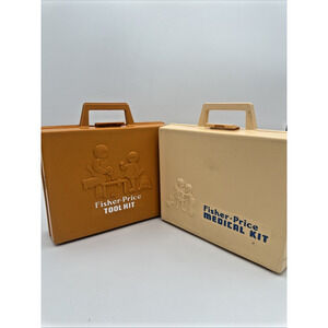 Set Of 2 Vintage 1977 Fisher-Price Medical And Tool Kits